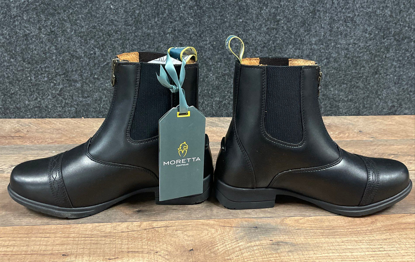 Moretta Clio Black Front Zip Equestrian Paddock Riding Boots Women's Size 5 NWT