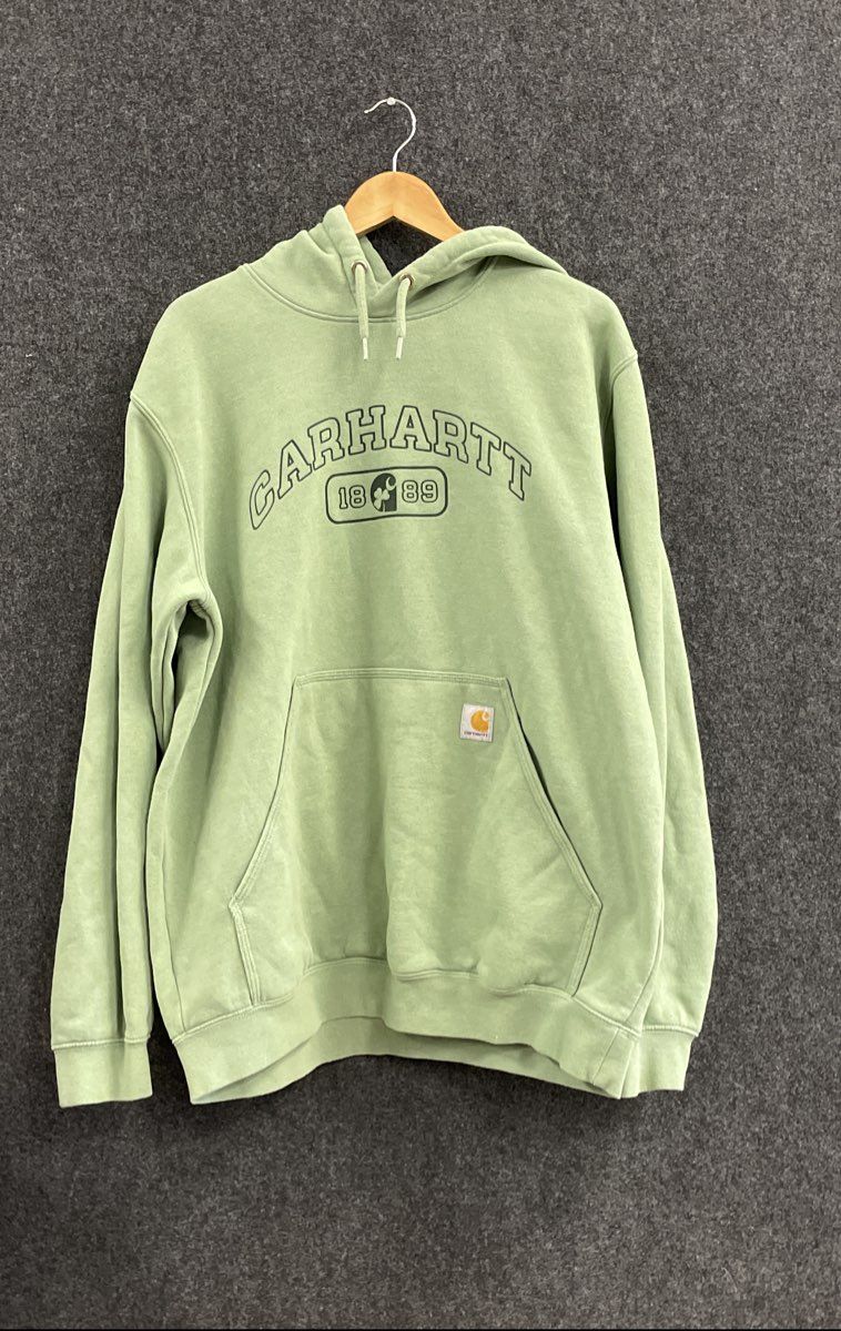 Carhartt Green Graphic Shamrock 1889 Logo Pullover Hoodie Loose Fit Sz L