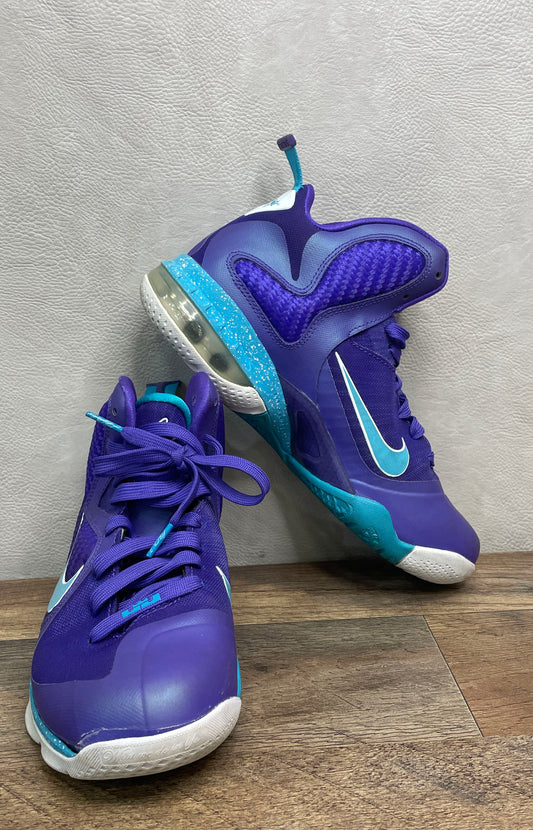 Nike LeBron 9 GS Summit Lake Hornets Purple Aqua Basketball Shoes Size 6Y