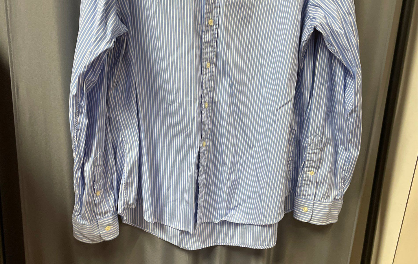 Ralph Lauren Men's Blue White Striped Custom Fit Long Sleeve Shirt Sz XXL