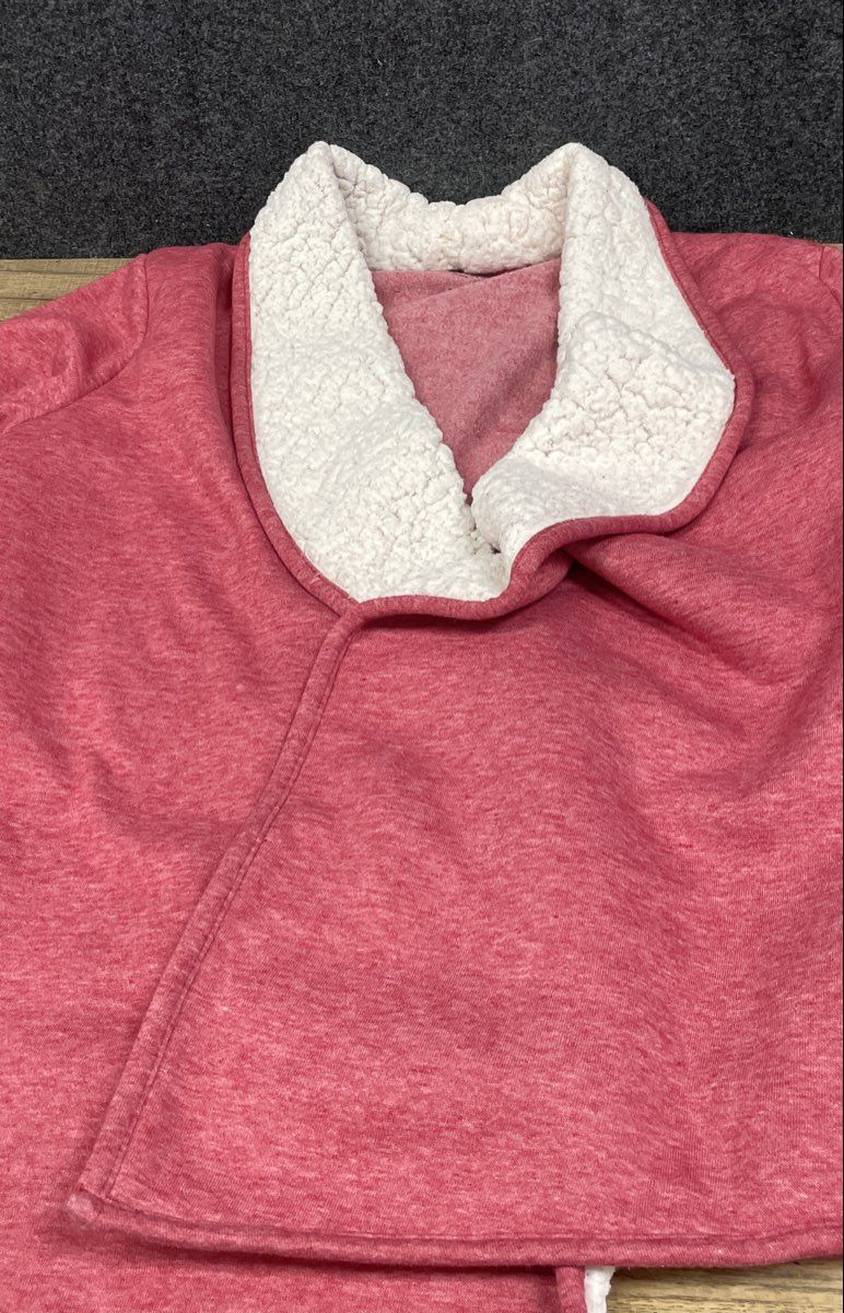 St. John's Bay Women's Pink Sherpa Lined Open Front Cardigan Jacket Sz M