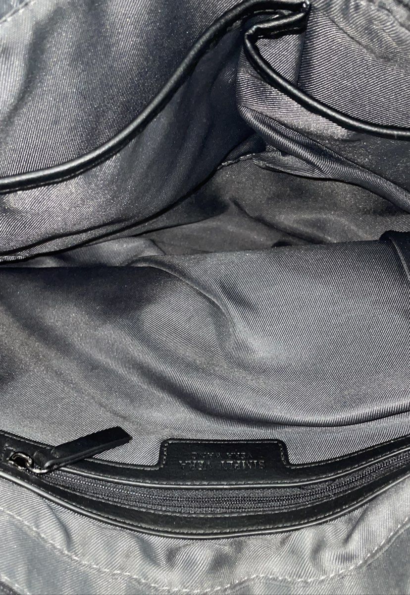 Simply Vera Vera Wang Black Vegan Leather Tote Shoulder Bag Chain Handles Large
