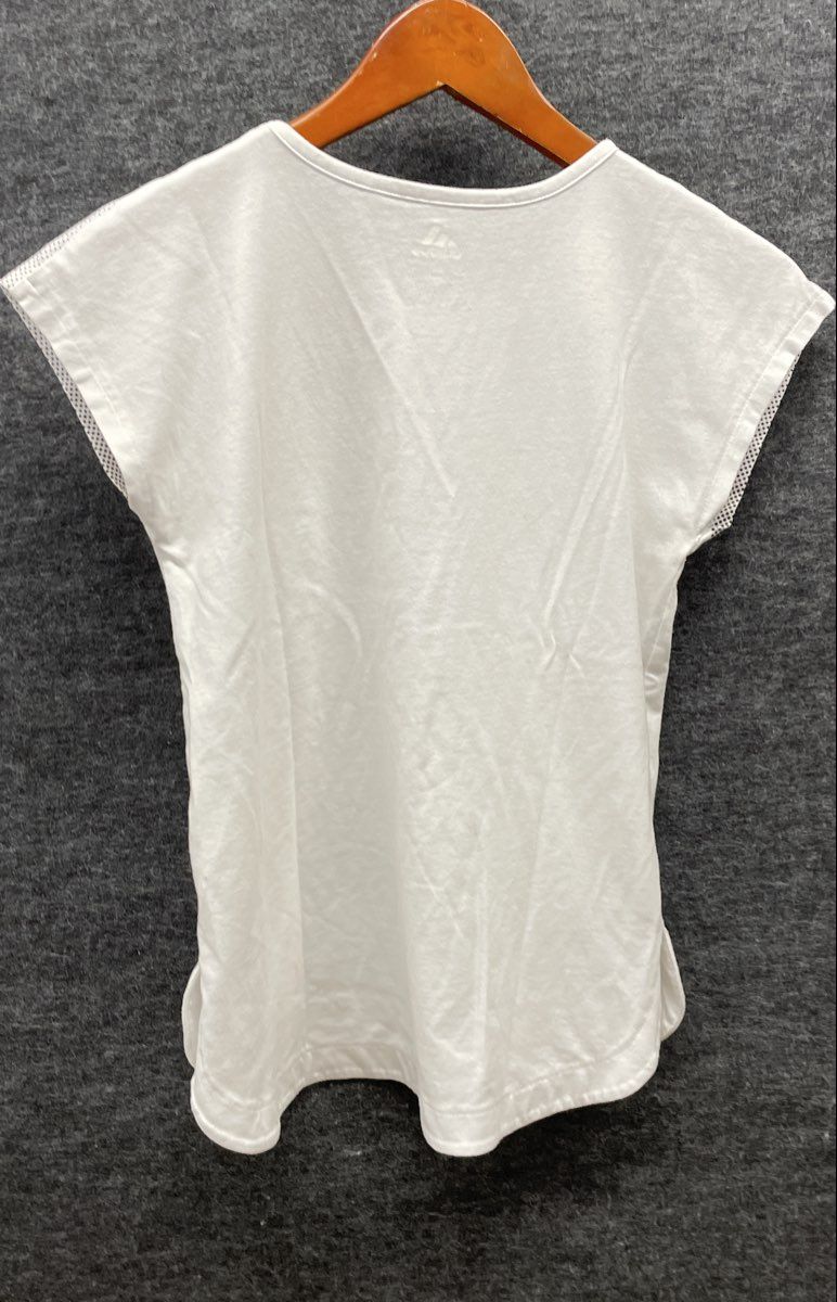 Adidas Girls White Grey Dot Logo Graphic T-Shirt Cap Sleeve Sz L 14