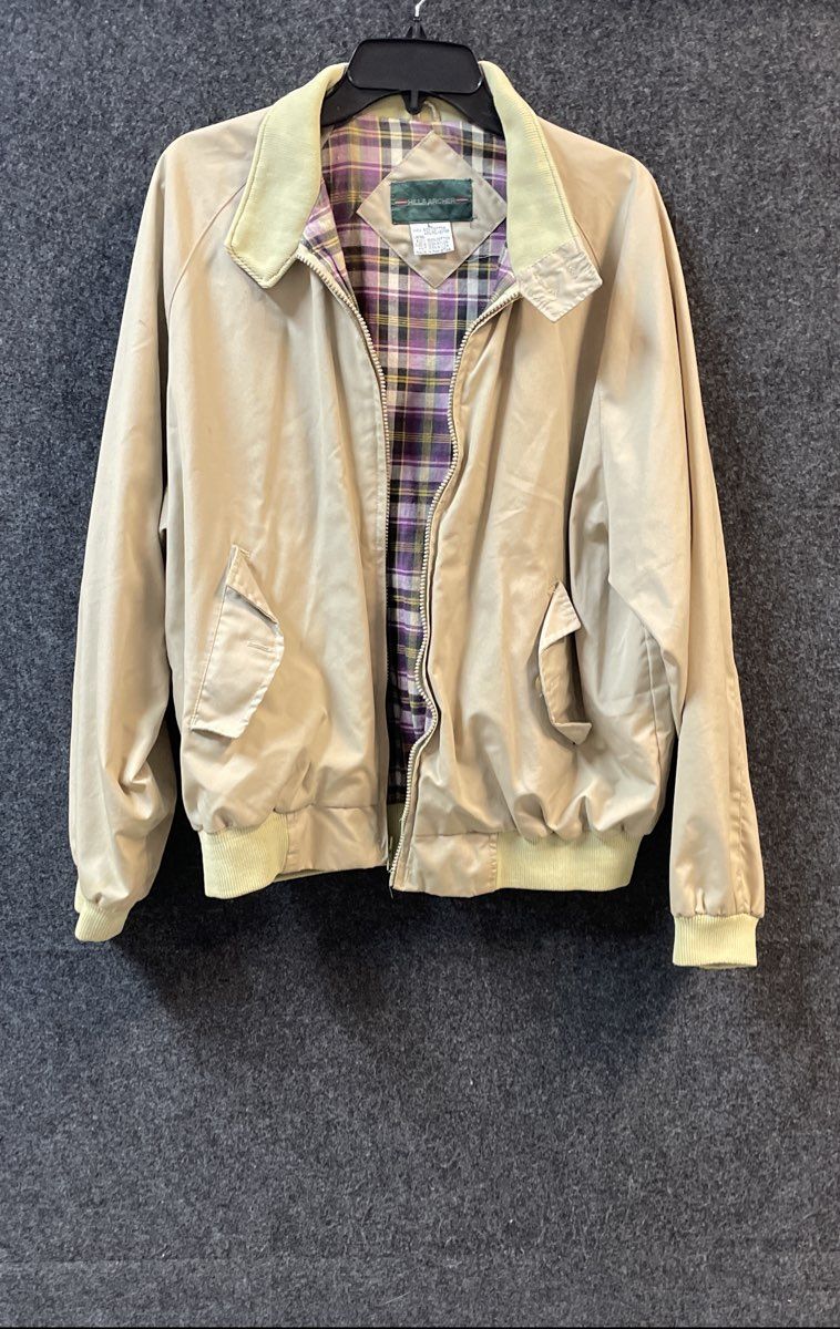 Vintage 90s Hill & Archer Men's Tan Harrington Jacket Plaid Lined Sz L