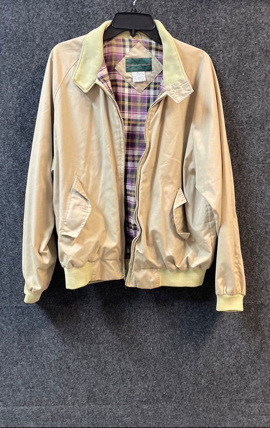 Vintage 90s Hill & Archer Men's Tan Harrington Jacket Plaid Lined Sz L