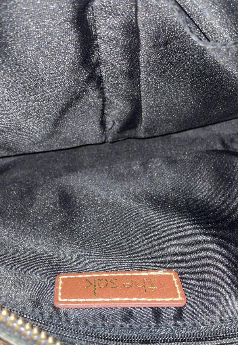 The Sak Black Pebbled Leather Crossbody Shoulder Bag Brass Hardware