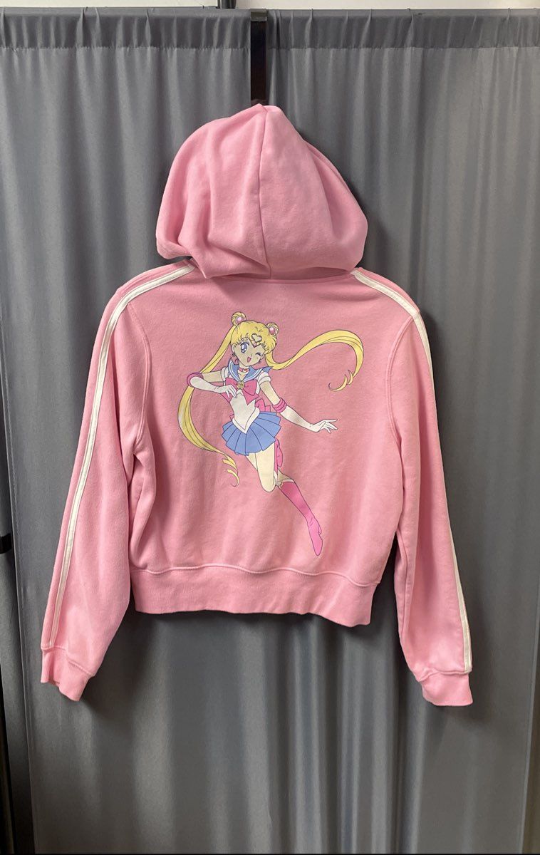 Sailor Moon x Hybrid Apparel Women's Pink Graphic Zip Up Hoodie Sz XL