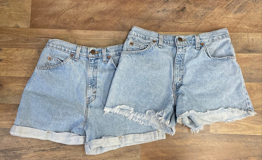 Vintage 90s Levi's Denim Shorts Lot of 2 High Rise Cutoff Cuffed 37910 37954