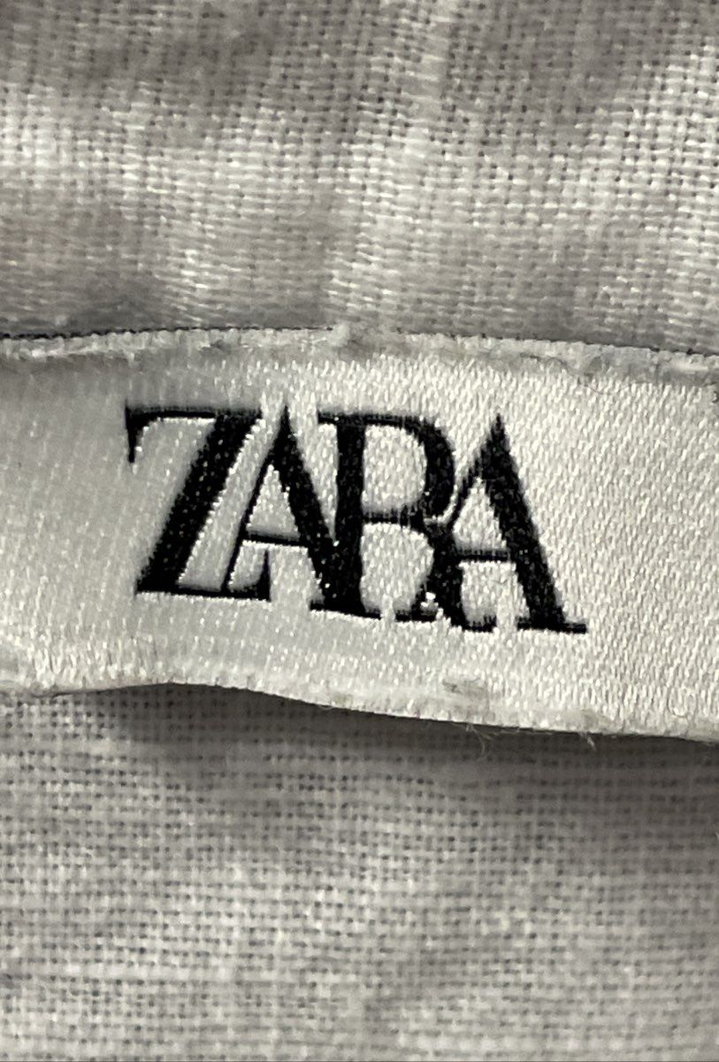 Zara Women's White Green Geometric Embroidered V-Neck Blouse Tunic Sz M