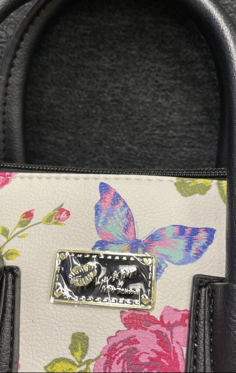 Luv Betsey by Betsey Johnson Floral Striped Satchel Handbag Crossbody Bag