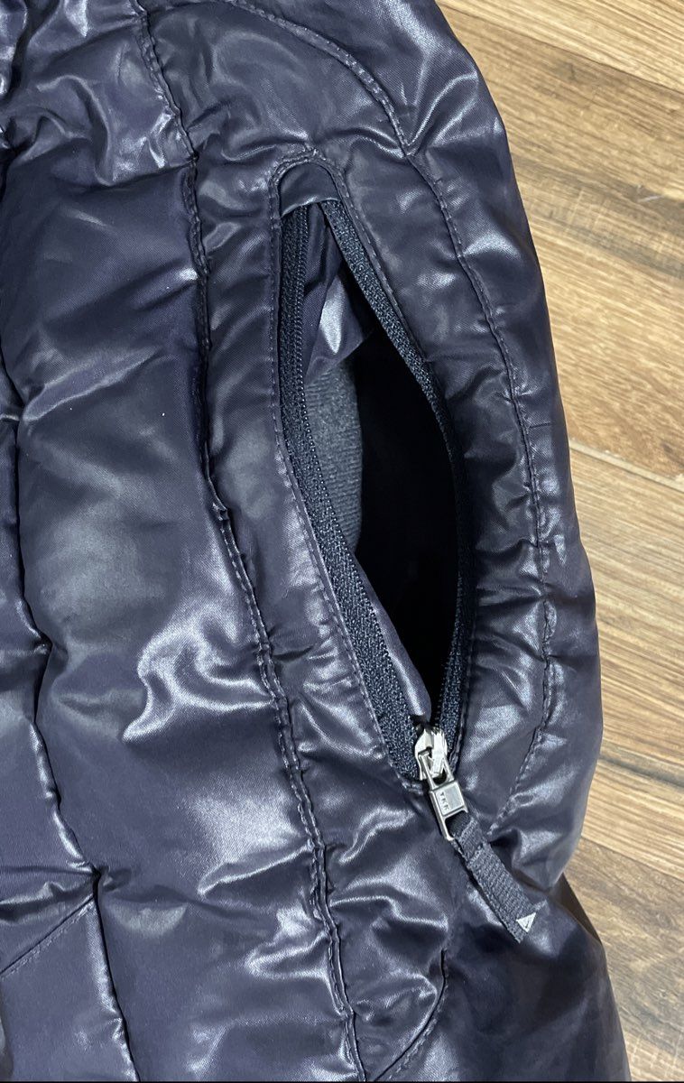 Nike Women's Long Puffer Parka Coat Navy Blue Down Filled Faux Fur Hood Sz M