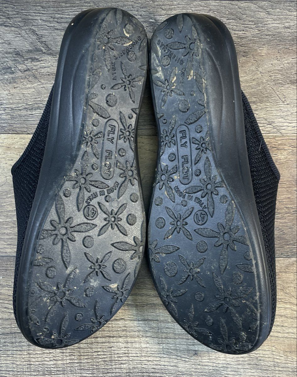 Fly Flot Anti-Shock Black Mesh Comfort Slip-On Clogs Made in Italy Size 41