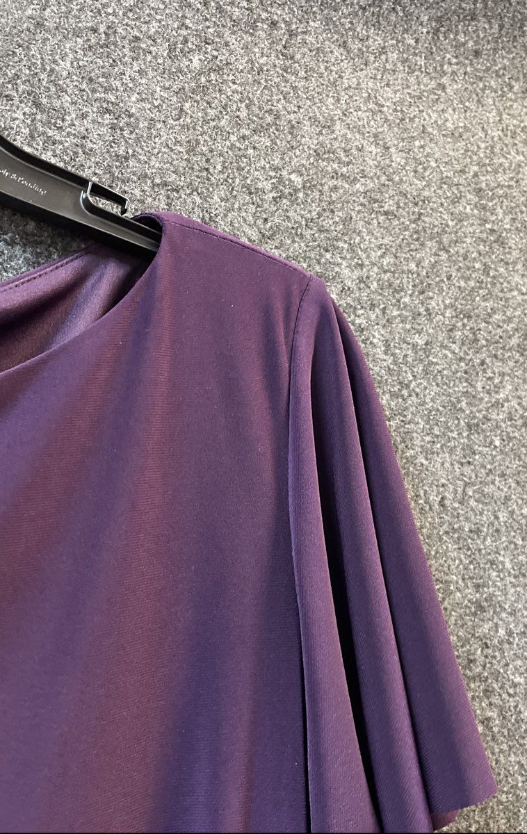American Living Women's Purple Ruffle Side Satin Trim Dress Sz 16 NWT