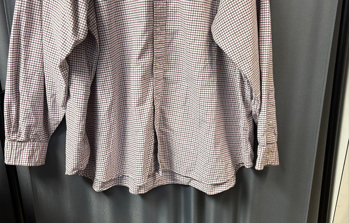 Ralph Lauren Men's Plaid Button Down Shirt White Red Blue Long Sleeve Sz 3XB