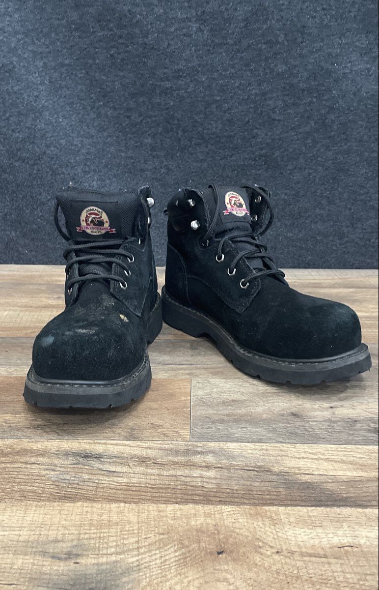Brahma Men's Black Leather Steel Toe Safety Work Boots Size 9.5