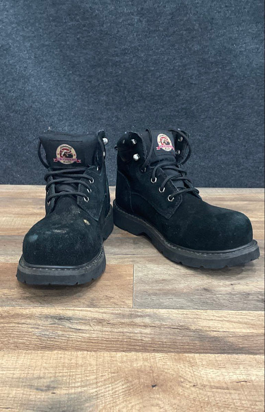 Brahma Men's Black Leather Steel Toe Safety Work Boots Size 9.5
