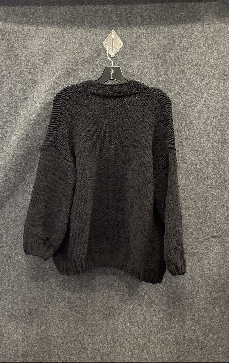 Nati Women's Black Chunky Knit Open Front Cardigan Sweater Sz S/M