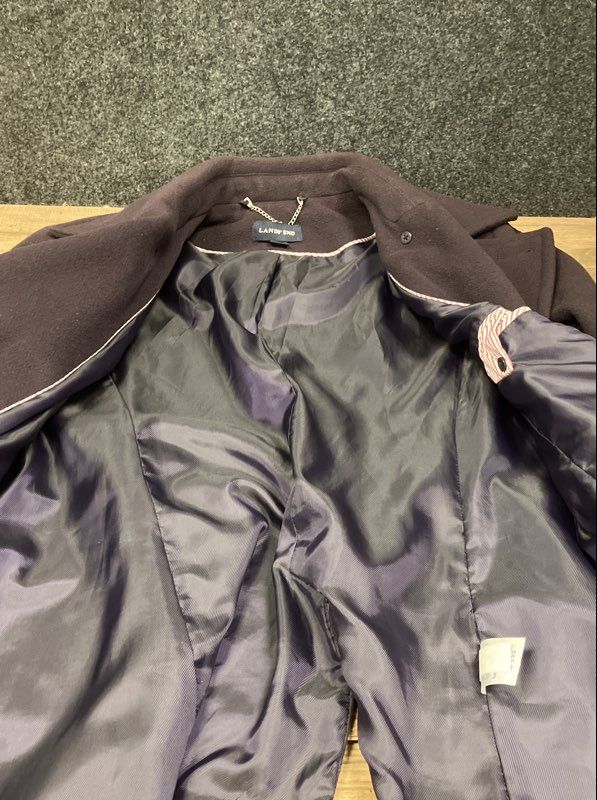Lands' End Women's Purple Wool Cashmere Blend Double Breasted Peacoat Sz 16P