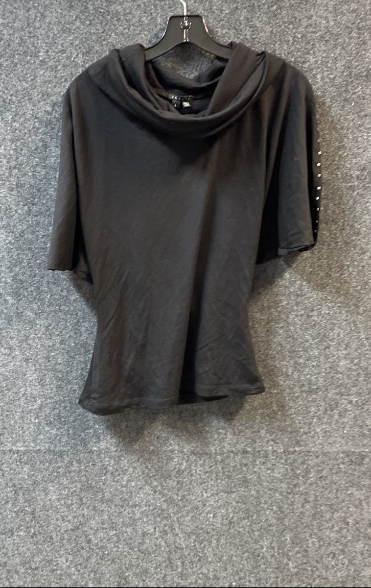 Theory Women's Black Cowl Neck Studded Dolman Sleeve 100% Wool Top Sz L