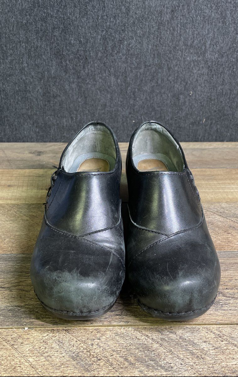 Dansko Stacie Black Leather Clogs Women's Size 38