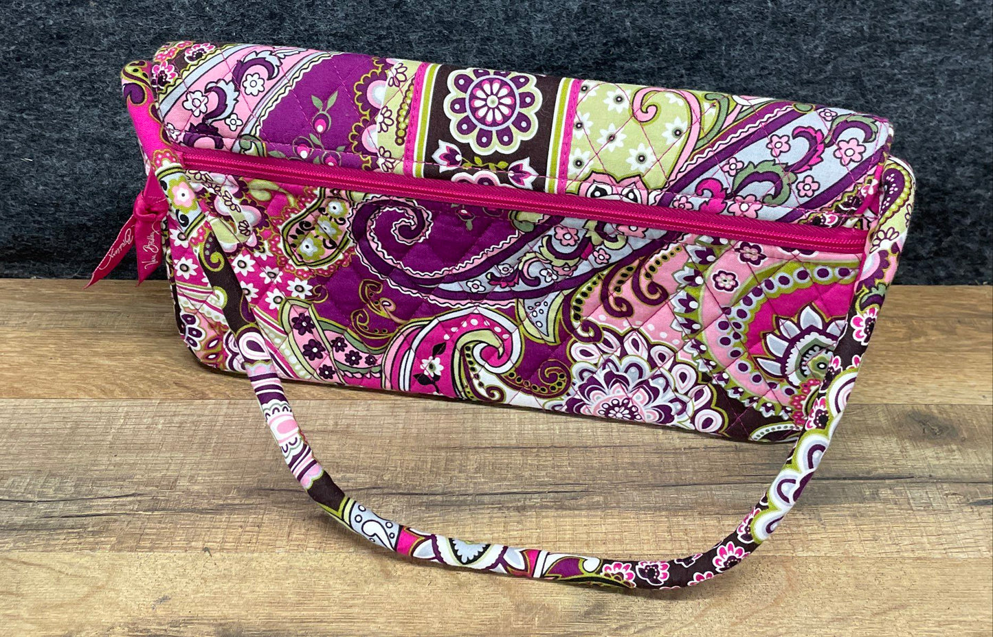 Vera Bradley Purple Paisley Floral Quilted Fabric Clutch Shoulder Bag NWT
