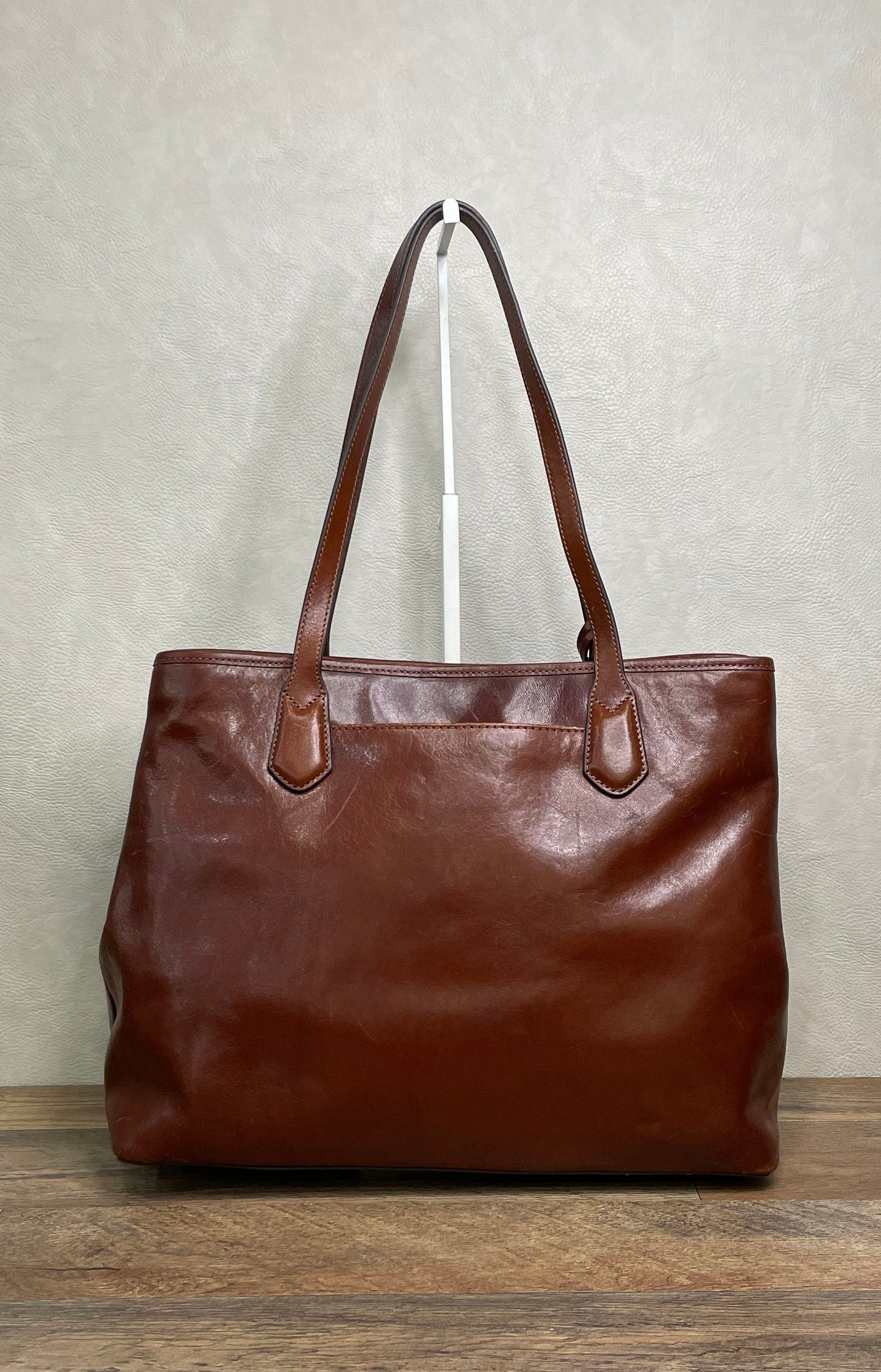 Brahmin Brown Leather Large Tote Shoulder Bag Gold Hardware