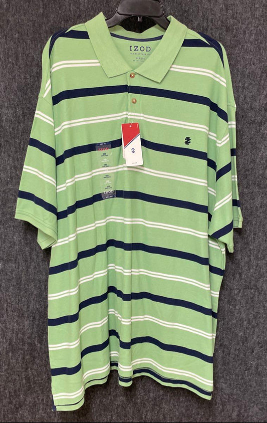 IZOD Men's Green Navy Striped Advantage Polo Shirt Short Sleeve NWT Sz 3XB