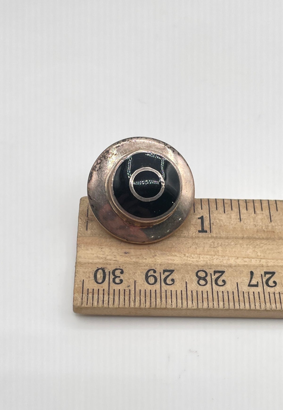 MLX 925 Sterling Silver Black Enamel Inlay Button Style Stud Earrings 15.1g