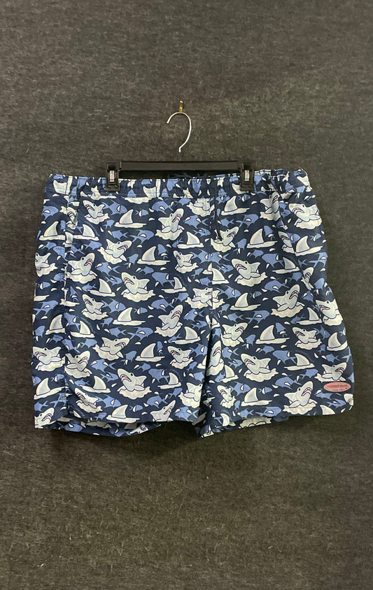 Vineyard Vines Men's Shark Print Swim Shorts Blue Sz XL