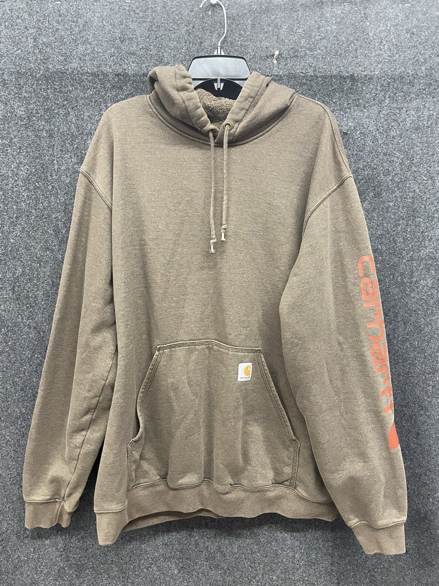 Carhartt Men's Brown K288 Original Fit Logo Graphic Sleeve Pullover Hoodie Sz XL
