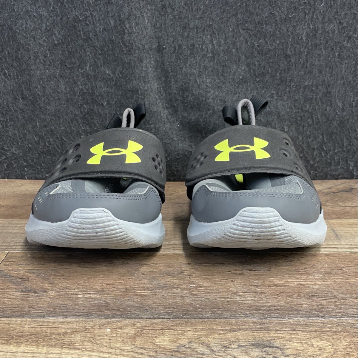 Under Armour Ripple Grey Black Yellow Youth Slip-On Running Shoes Size 6Y