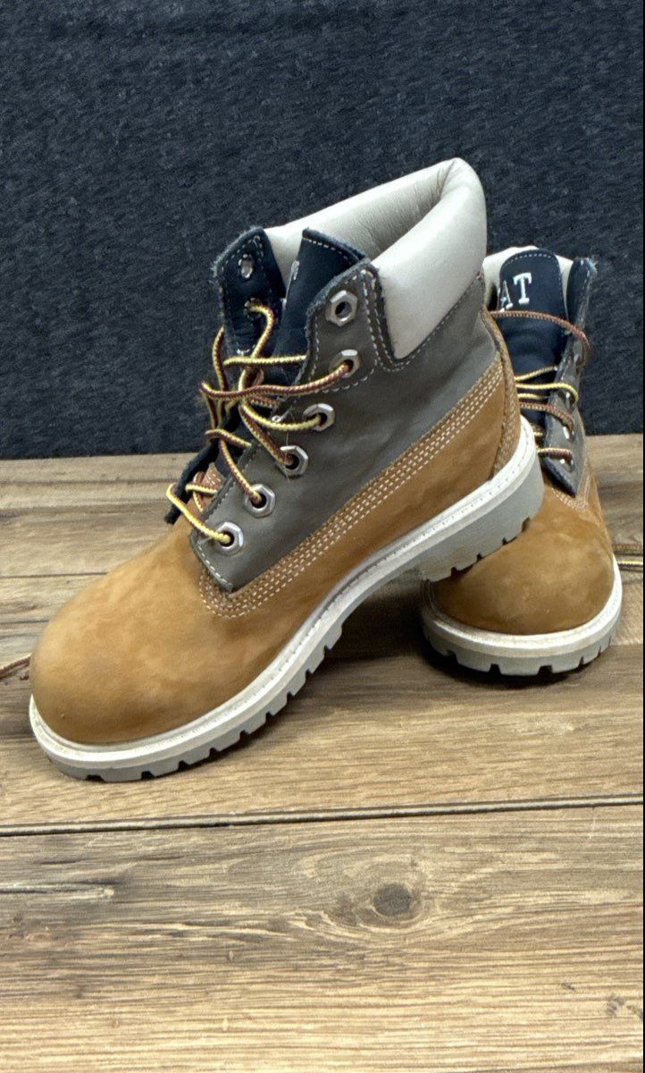 Timberland 6-Inch Premium Multi-Tone Grey Wheat Waterproof Boots Size 1.5M