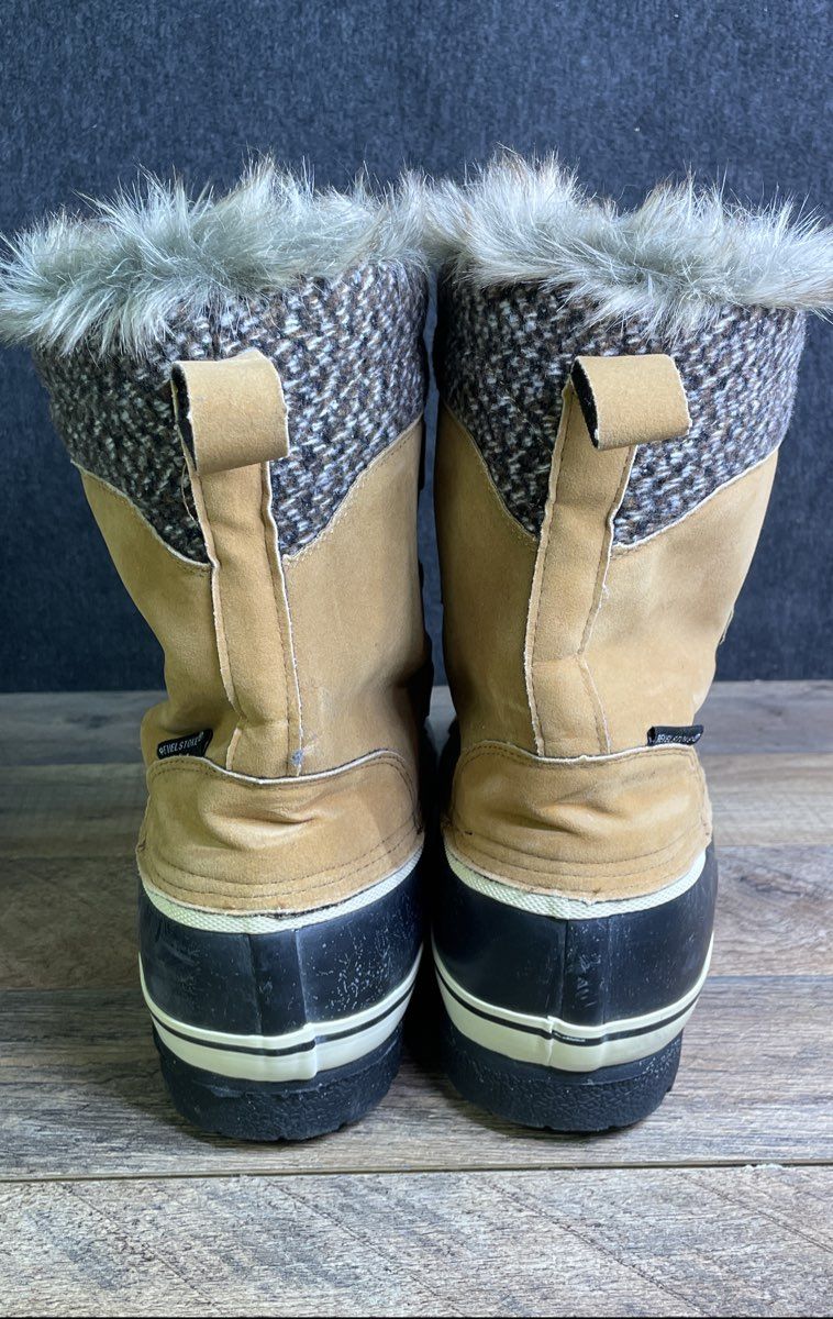 Revelstoke Tan Black Waterproof Suede Faux Fur Winter Pac Boots Men's Size 12