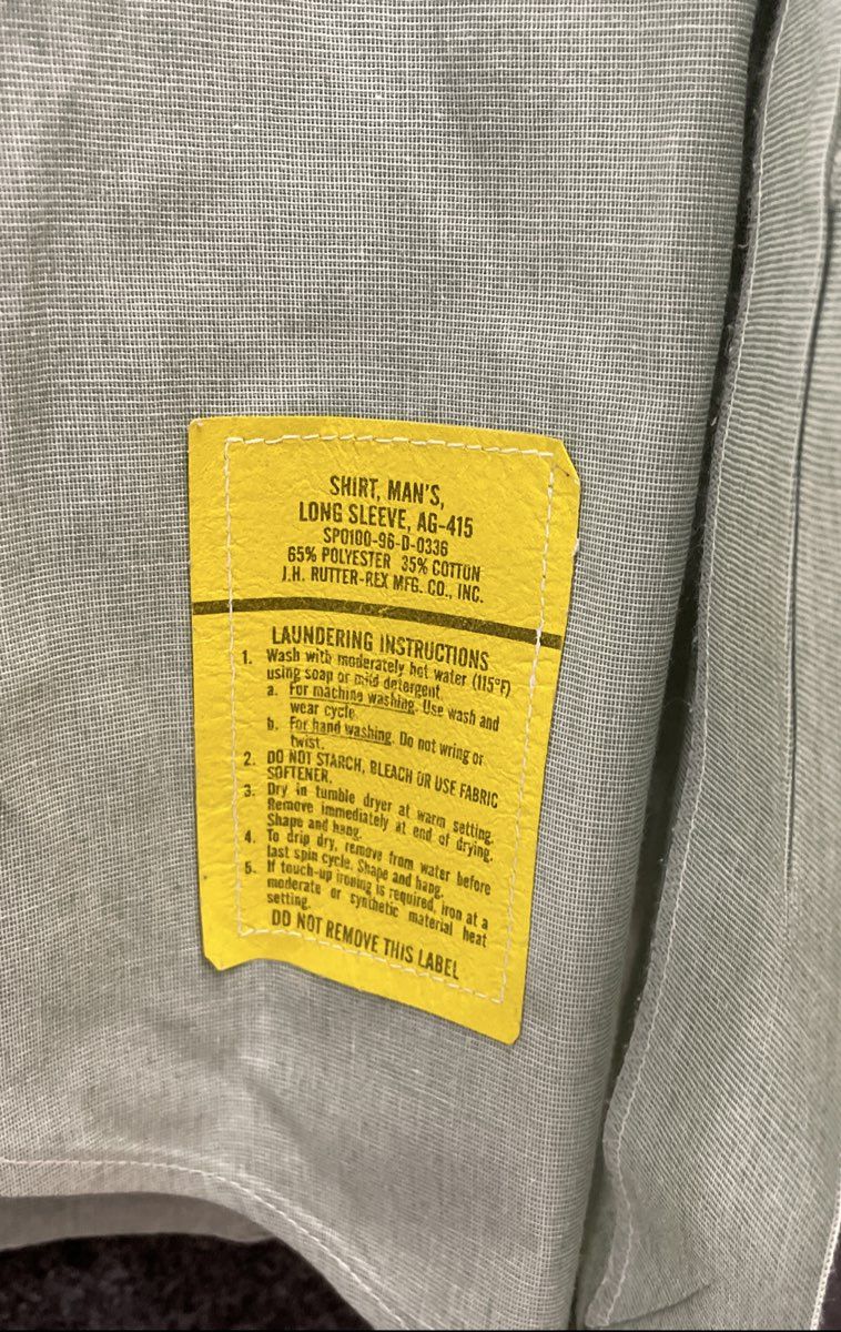 DSCP Men's Green Long Sleeve Dress Shirt US Army AG-415 Garrison Collection 15.5