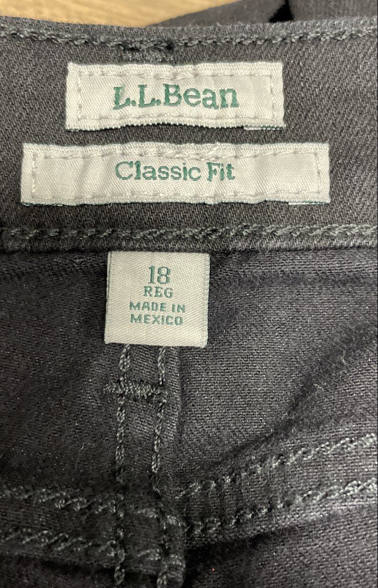 L.L.Bean Women's Black Classic Fit Cotton Straight Leg Pants Size 18 REG