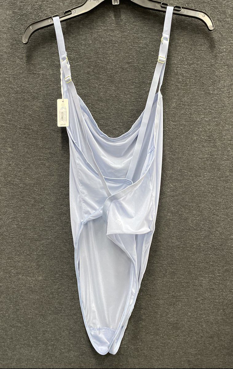 Aerie Women's Smoothez Draped Mesh Cowl Neck Bodysuit Blue NWT Sz XXL