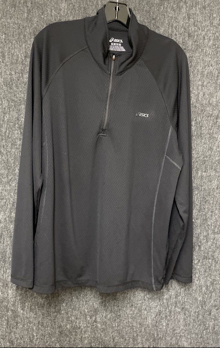 ASICS Men's Black 1/3 Zip Pullover Active Trainer Jacket Textured Sz XL
