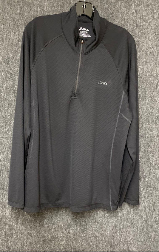ASICS Men's Black 1/3 Zip Pullover Active Trainer Jacket Textured Sz XL