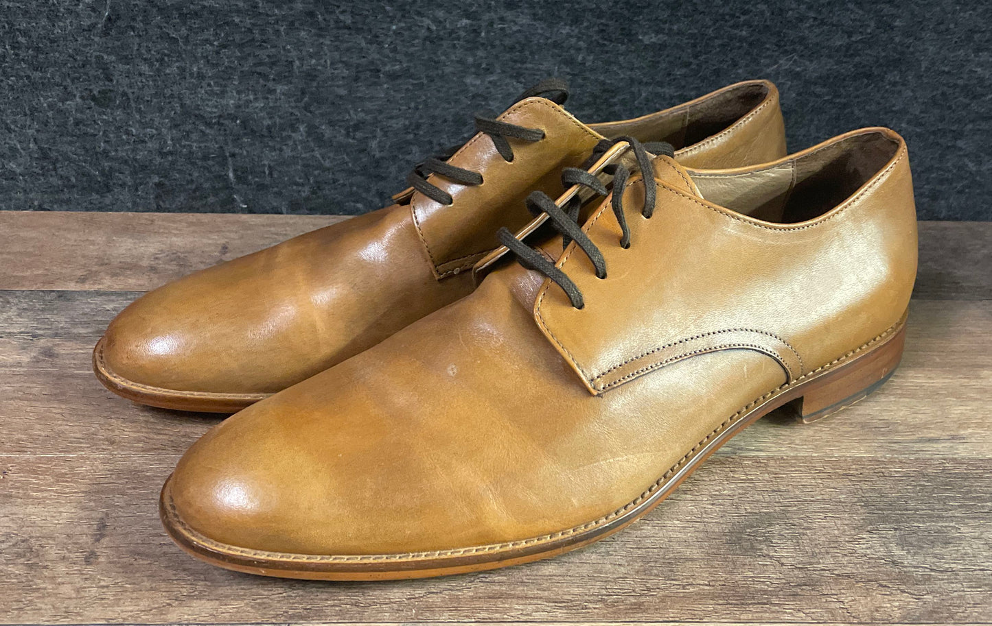 Gordon Rush Tan Leather Men's Plain Toe Derby Dress Shoes Size 12