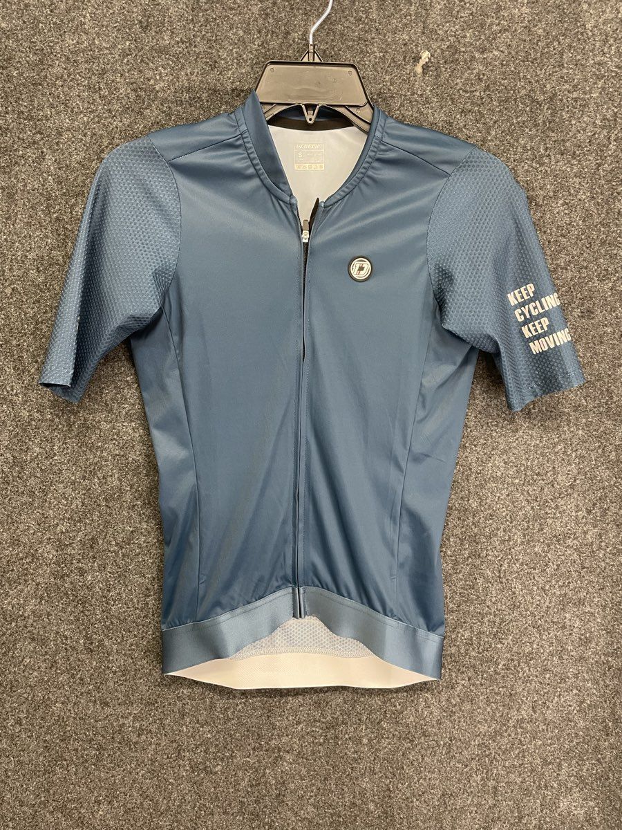 Darevie Men's DVJ180 Cycling Jersey Blue Short Sleeve Full Zip Sz S