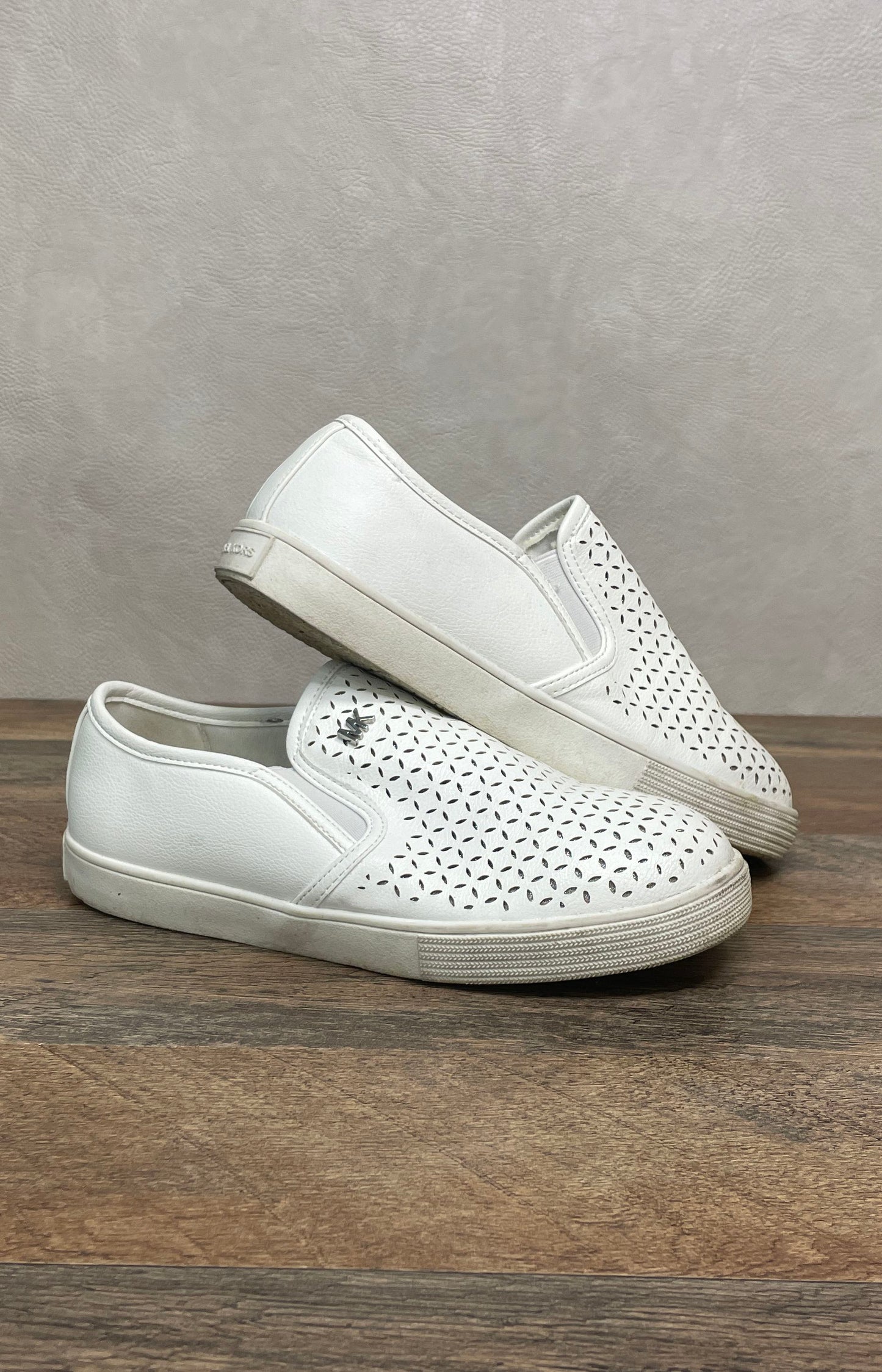 Michael Kors Eithne White Perforated Slip-On Sneakers Size 4