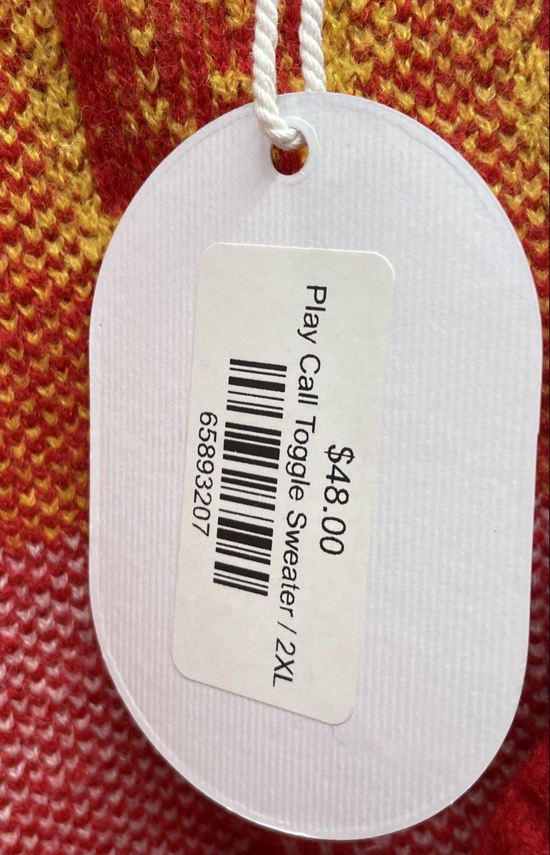 Love Letters Womens Play Call Toggle Cardigan Red Kansas City Sweater Sz XXL NWT