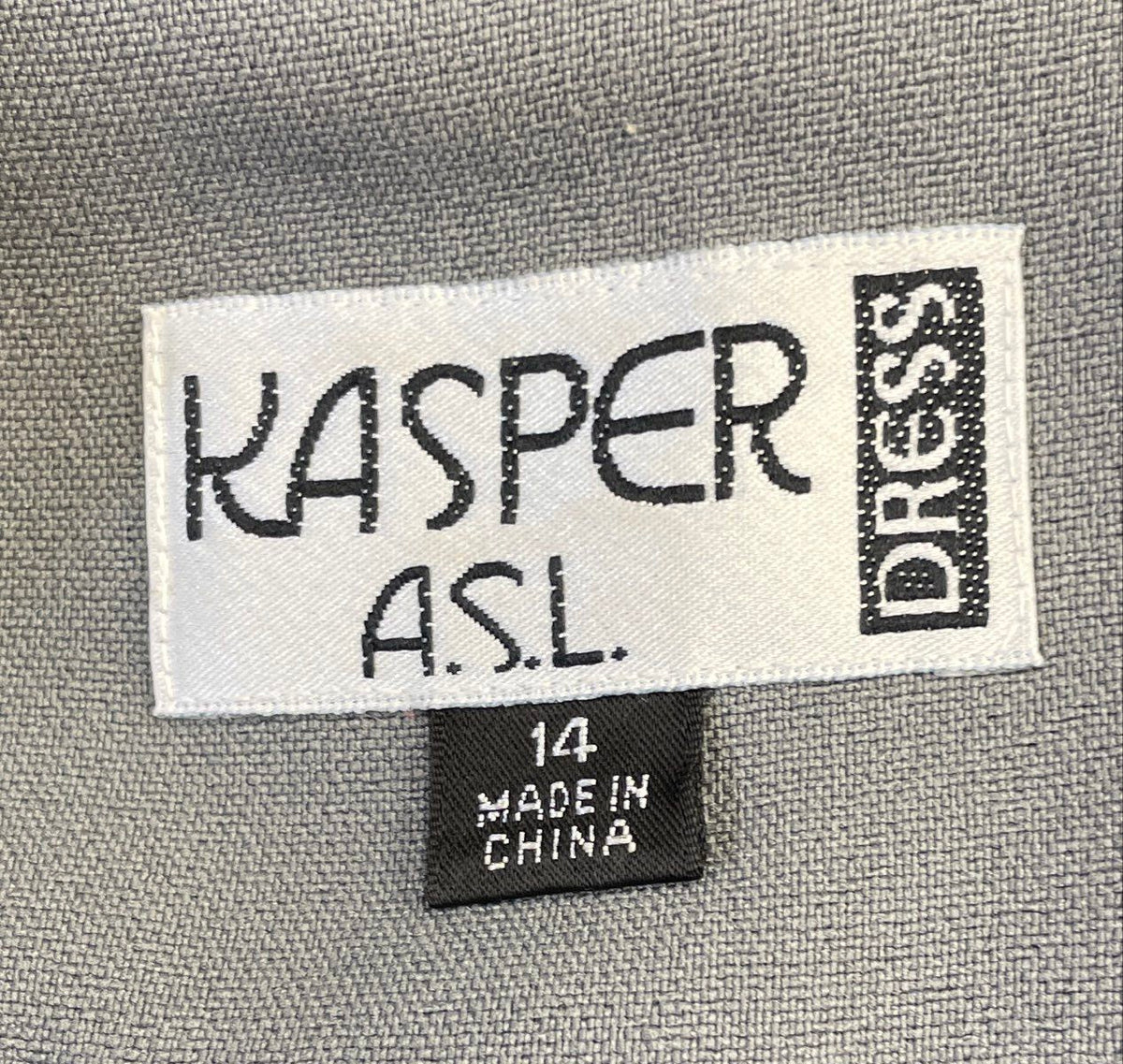 Vintage 90s Kasper A.S.L. Women's Gray Contrast Collar Dress Coat Sz 14