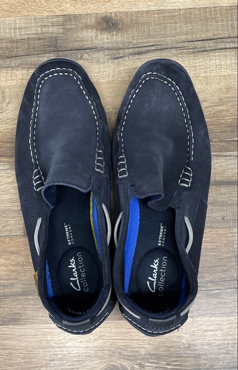 Clarks Collection Ferro Step Navy Blue Suede Slip-On Men's Size 12