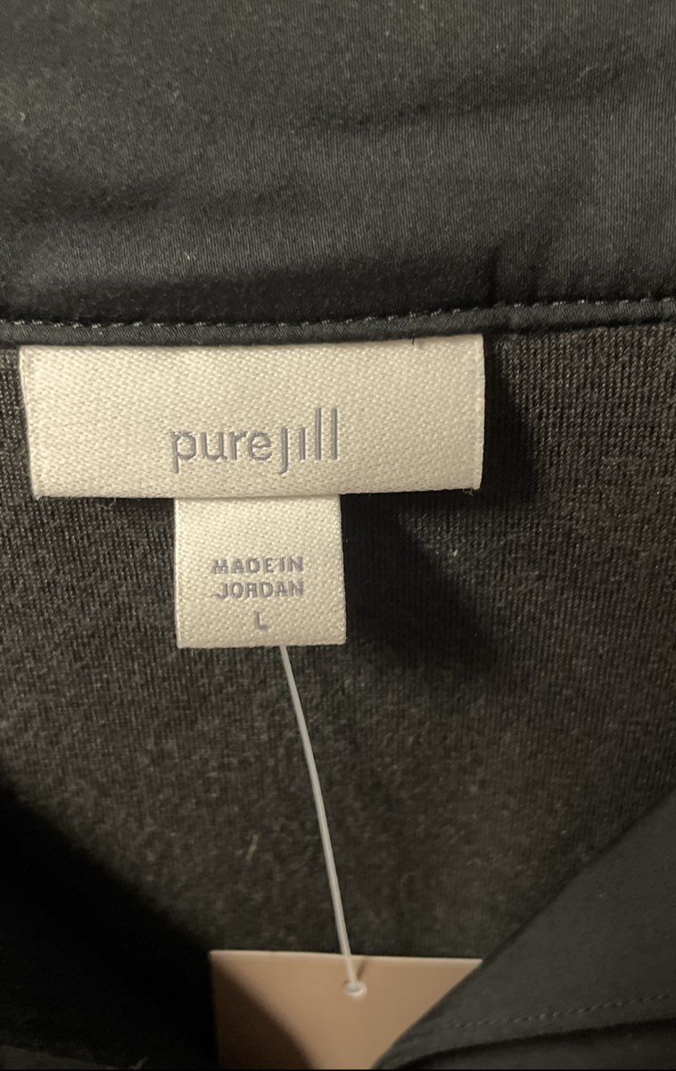 Pure Jill Women's Black Velour V-Neck Long Sleeve Top Sz L NWT
