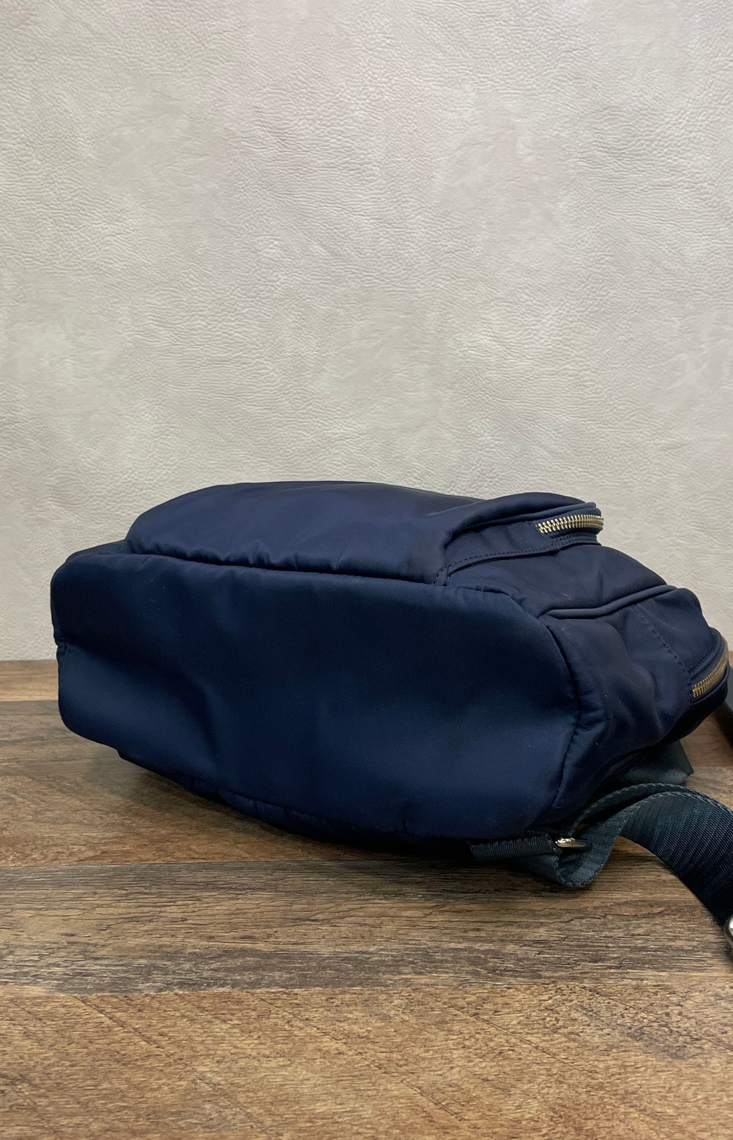 Karl Lagerfeld Navy Blue Nylon Gold Hardware Zip Backpack Bag