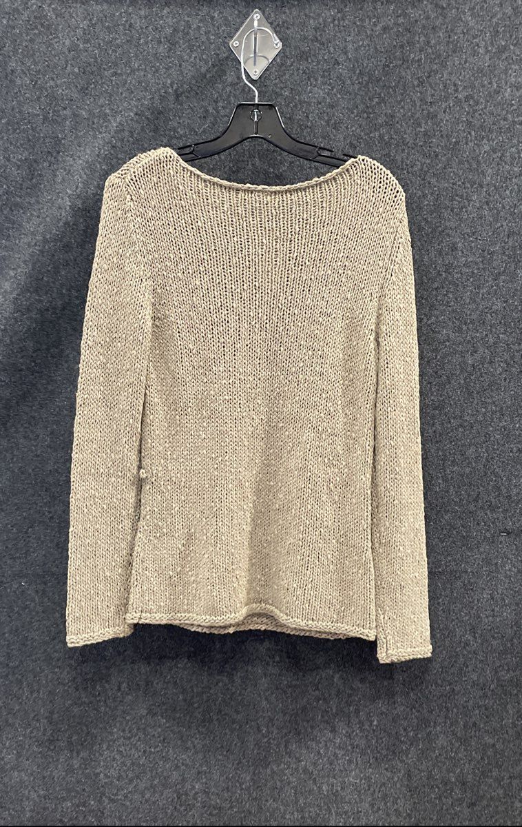Oui Moments Women's Beige Open Knit Pointelle Boat Neck Sweater Sz 6