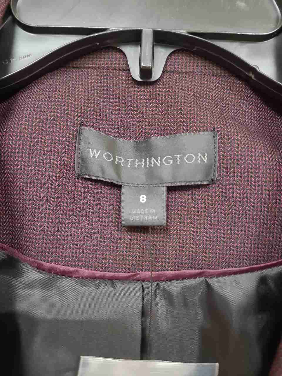 Worthington Women's Blazer Burgundy Textured 2-Button Lined Sz 8 NWT