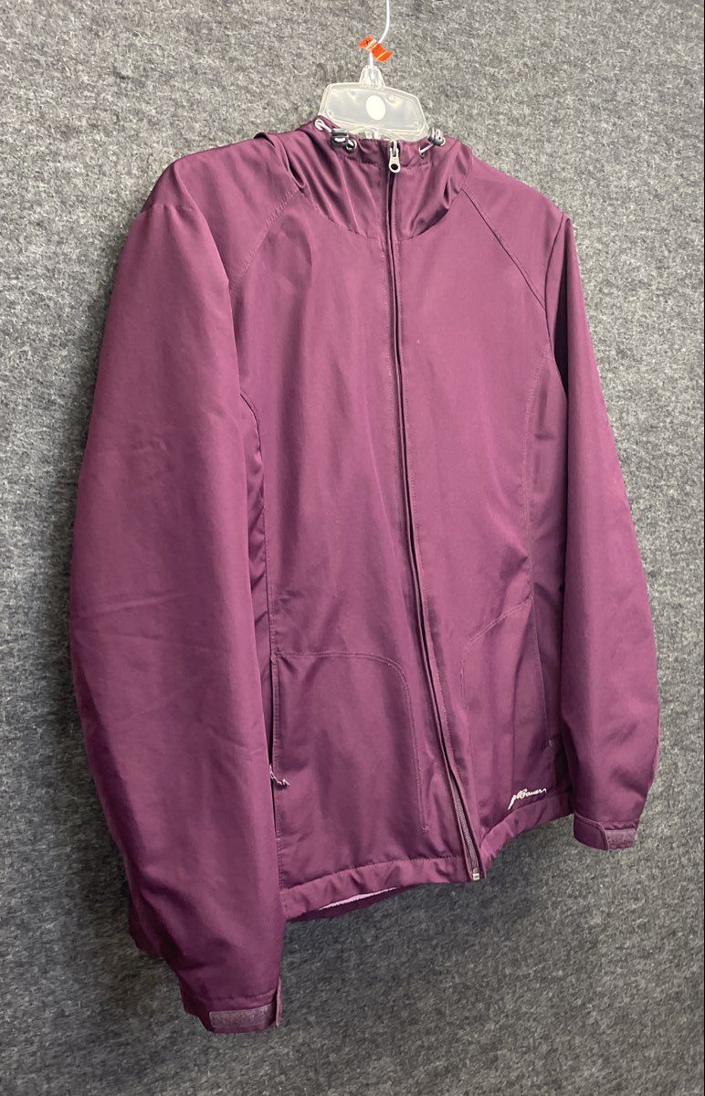 Eddie Bauer Women's Purple Fleece Lined Hooded Jacket Full Zip Outdoor Sz L