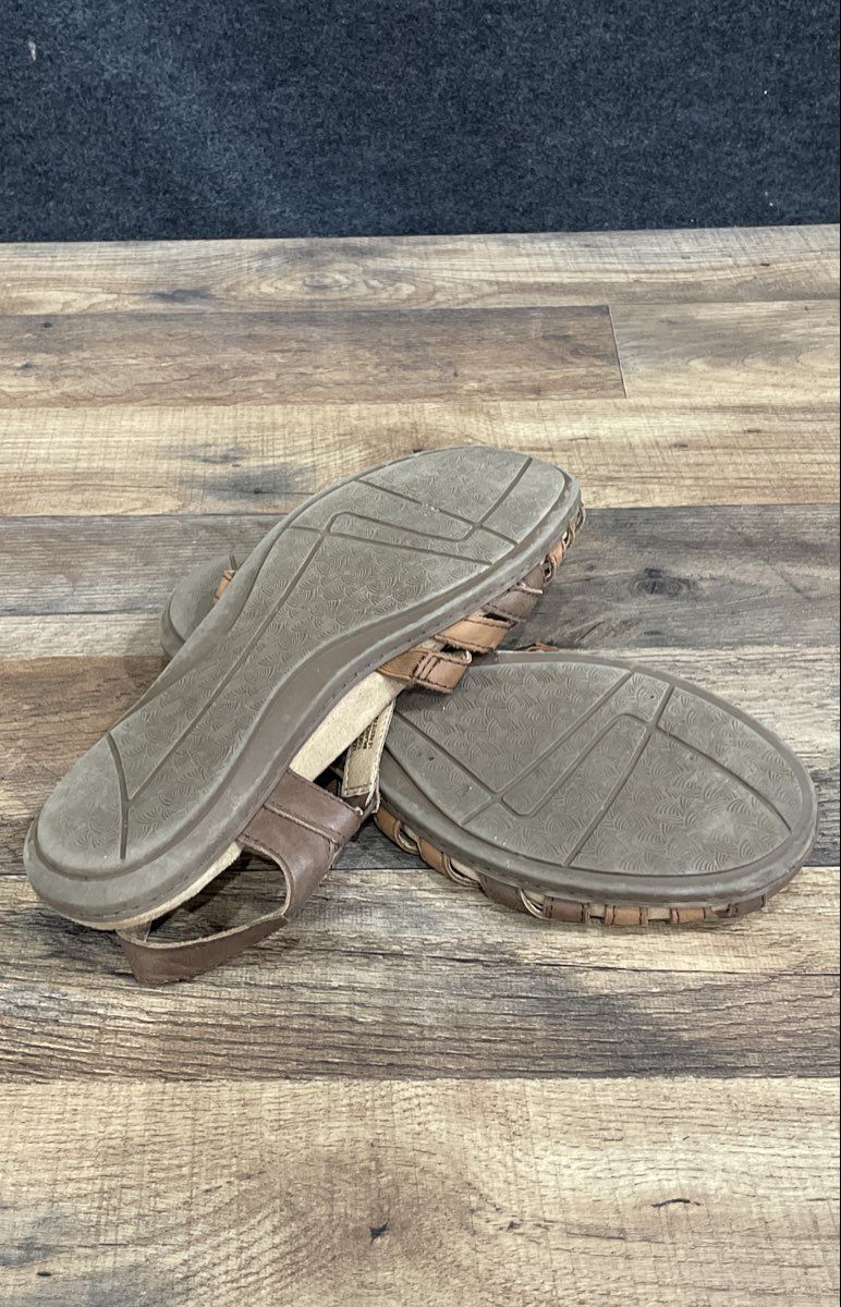 Earth Origins Belle Brielle Brown Fisherman Slingback Sandals Women's Size 9.5